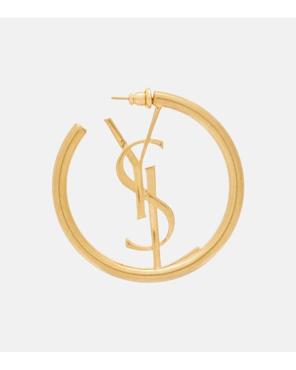 Saint Laurent Metallic Cassandre Hoop Earrings