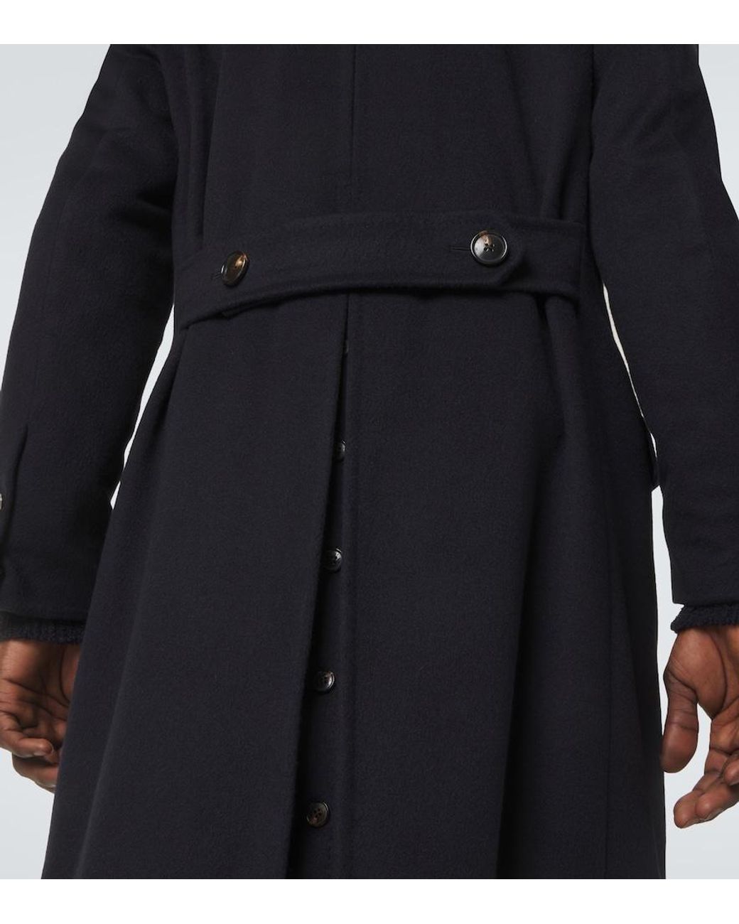 Umit Benan Black President Double-Breasted Cashmere Coat for men