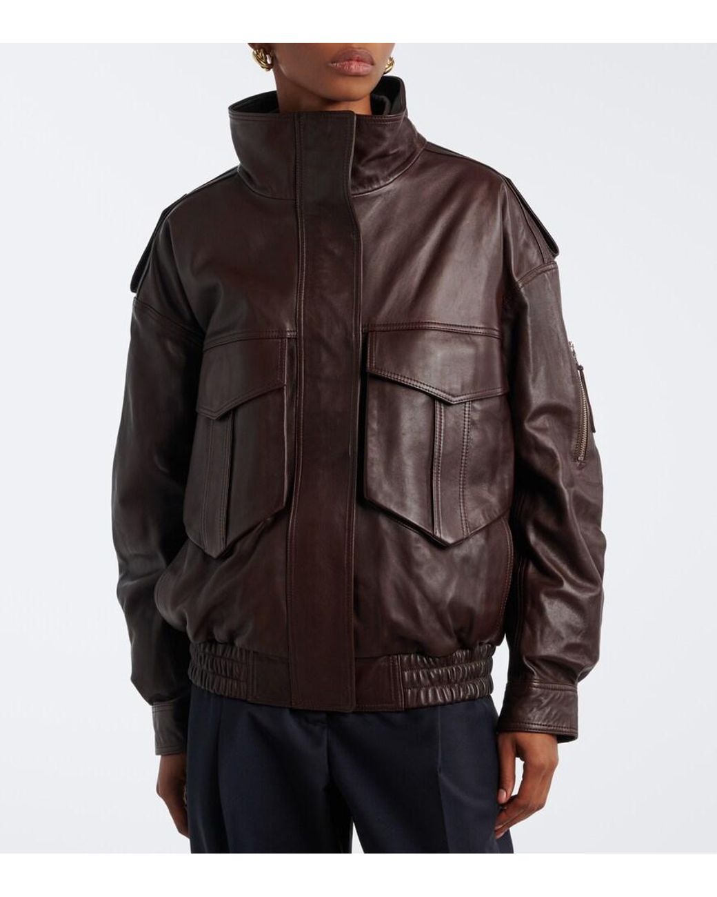 Frankie Shop Brown Napa Leather Jacket