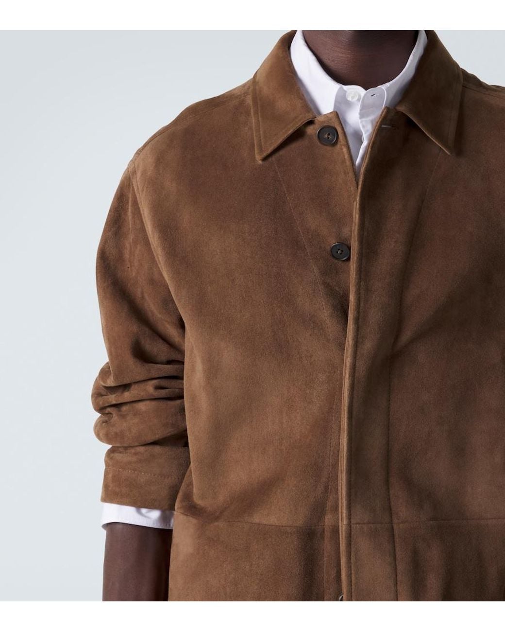 The Row Brown Ulrich Paneled Suede Jacket for men