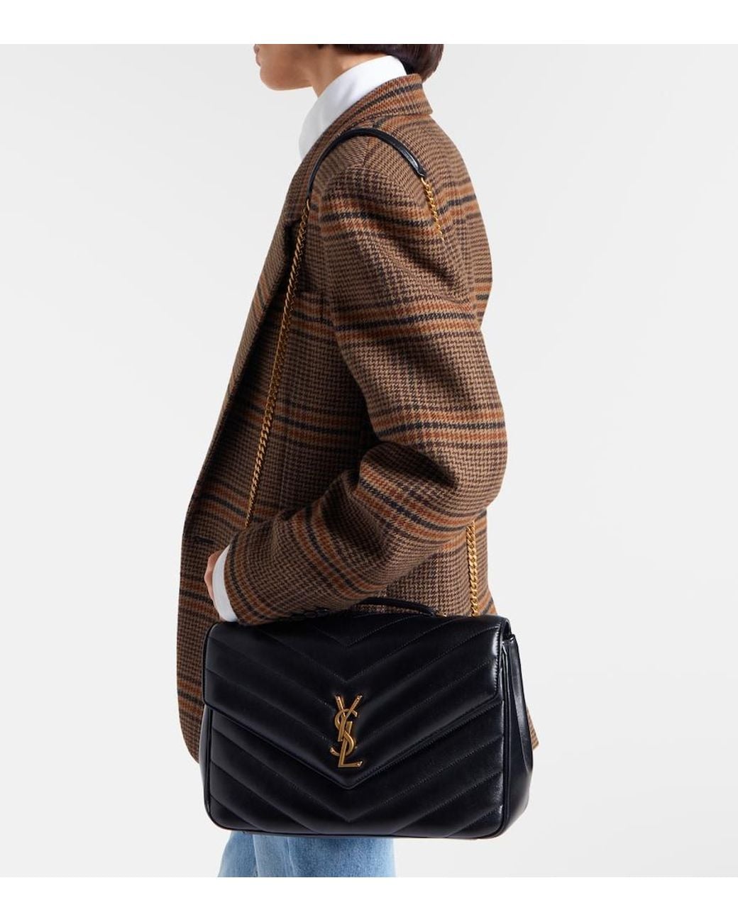 Saint Laurent Black Loulou Large Leather Shoulder Bag