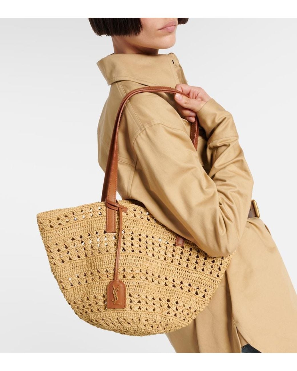 Saint Laurent Natural Panier Small Raffia Basket Bag