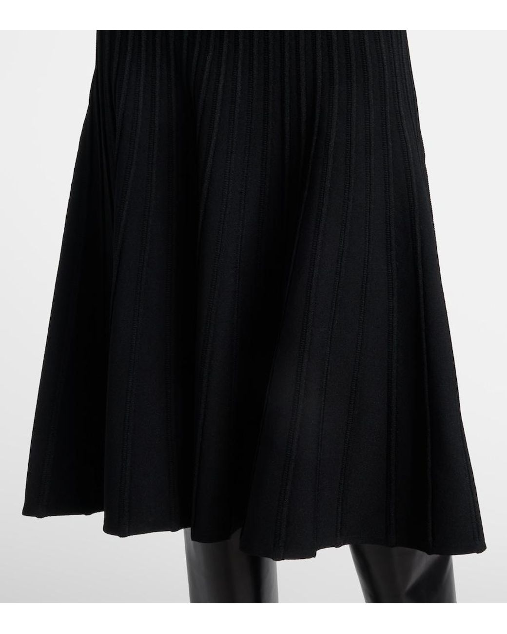 Alaïa Black Ribbed-Knit Turtleneck Midi Dress