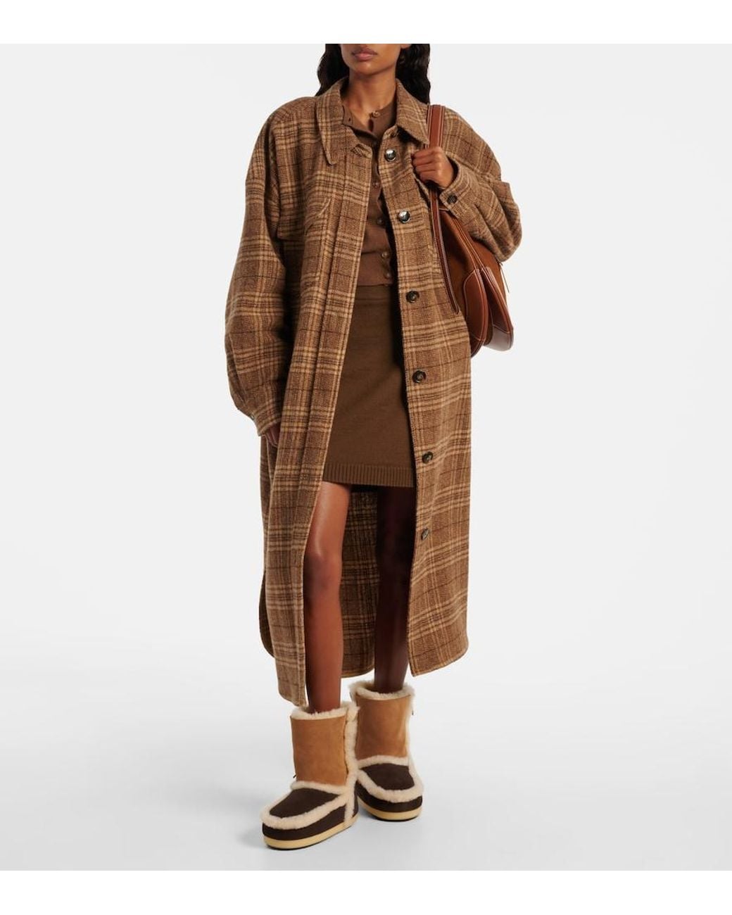 Moon Boot Brown Evx Shearling-Trimmed Suede Ankle Boots