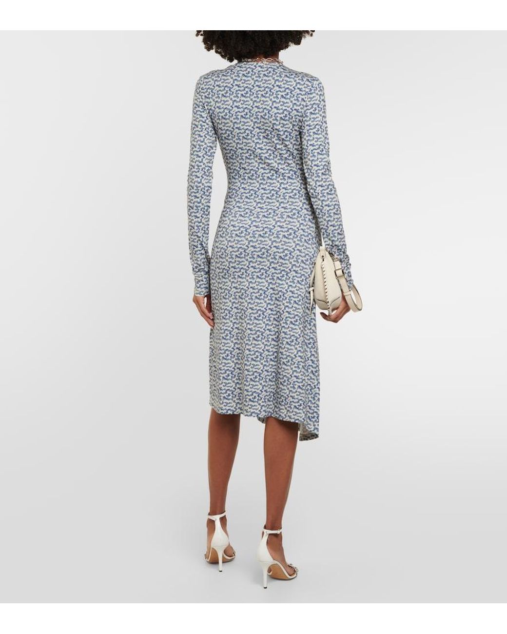Isabel Marant Blue Lania Printed Jersey Midi Dress