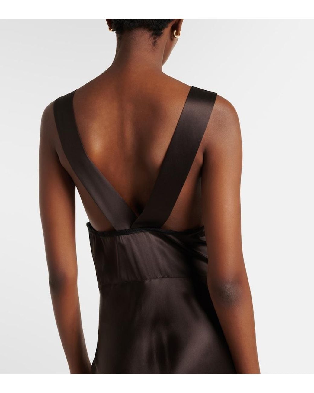 Sir Black Lace-Trimmed Silk Maxi Dress