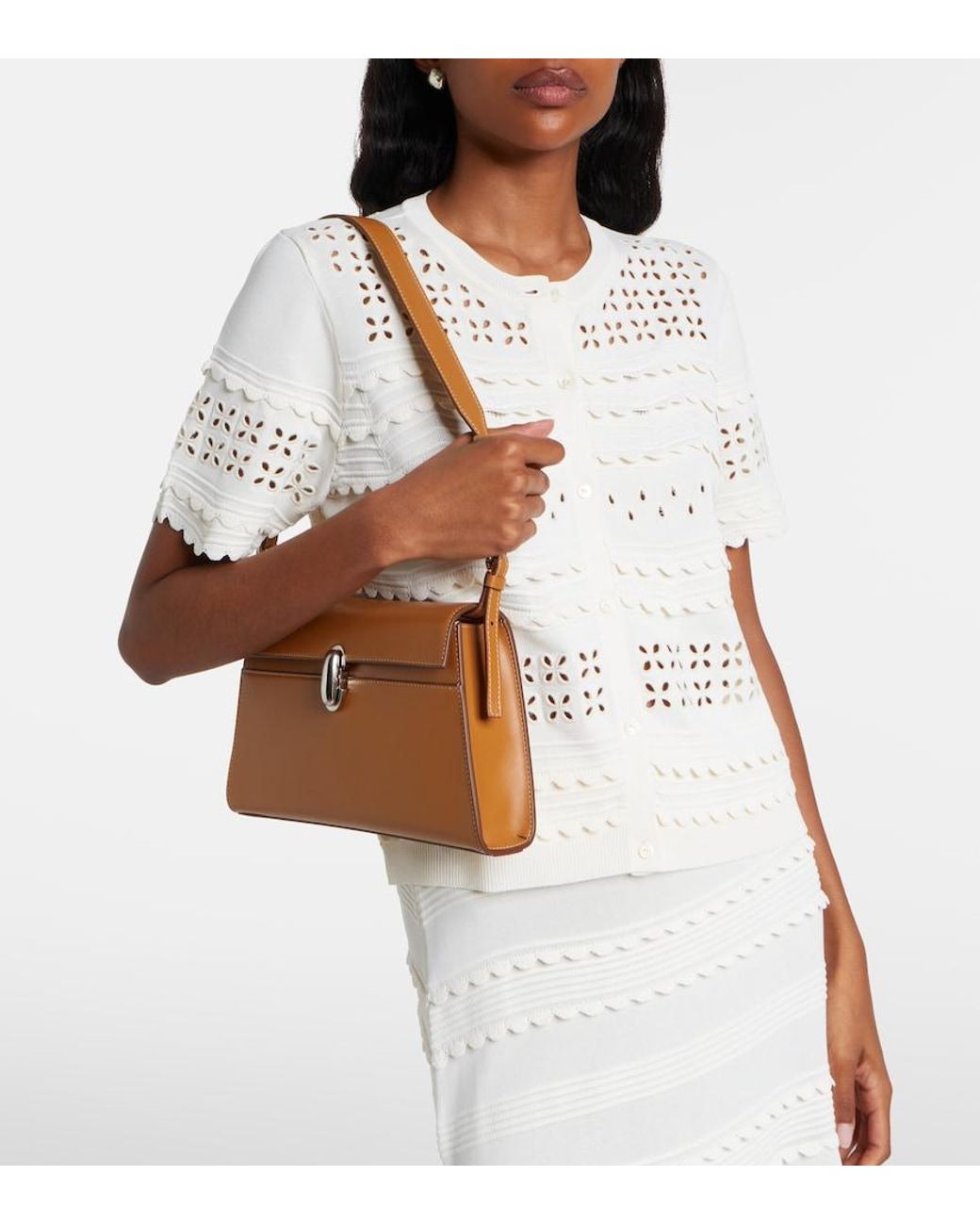 SAVETTE Brown Symmetry Leather Shoulder Bag