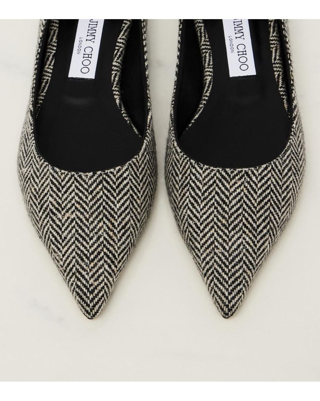 Jimmy Choo Gray Love Herringbone Ballet Flats