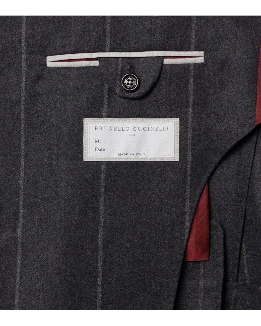 Brunello Cucinelli Black Chalk Stripe Wool, Silk, And Cashmere Suit for men