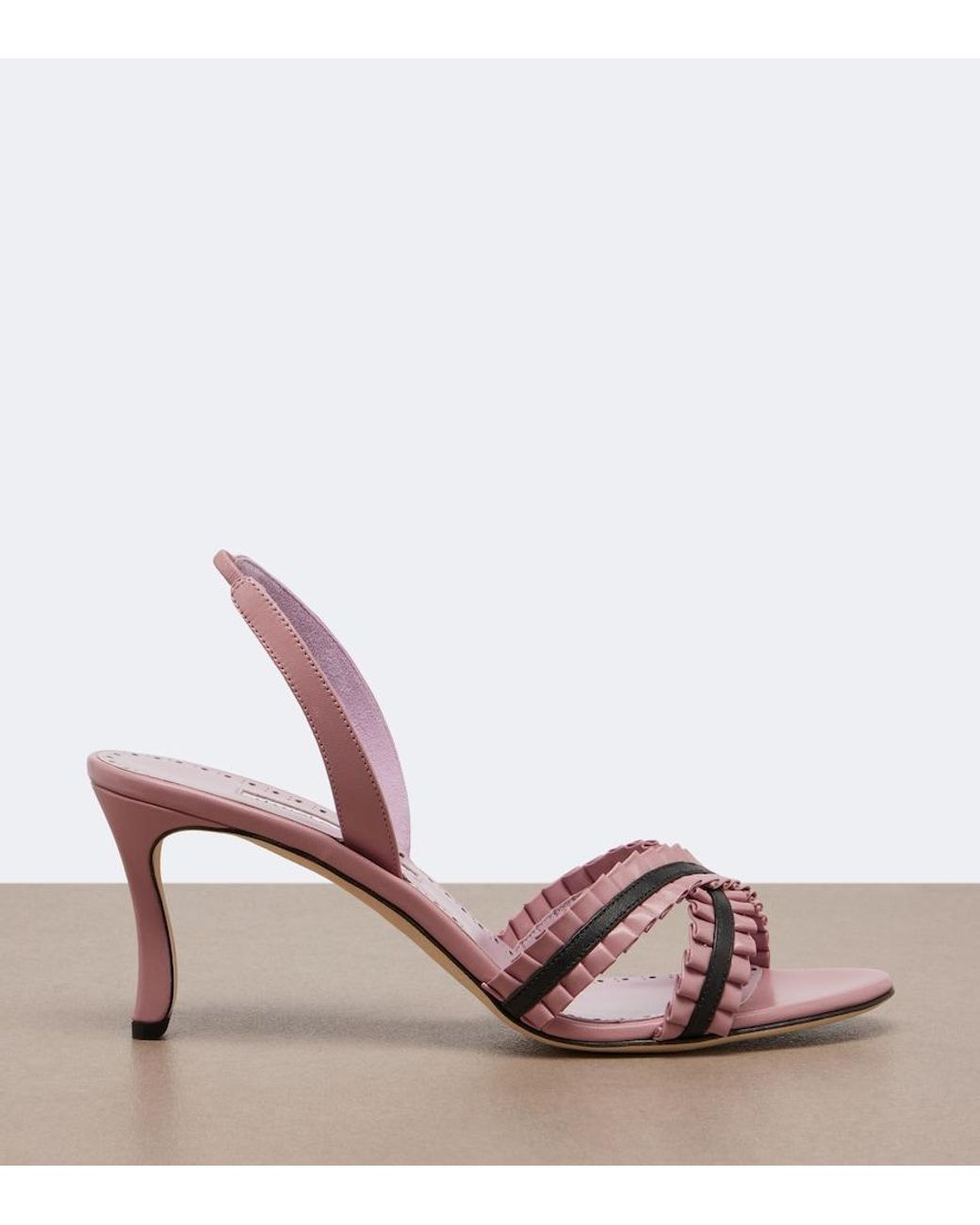 Manolo Blahnik Pink Volusan Leather Slingback Sandals