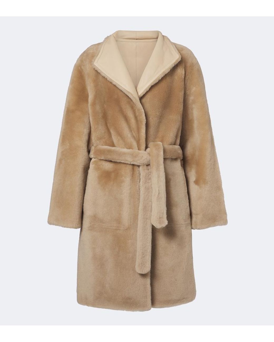 Yves Salomon Natural Reversible Shearling Coat