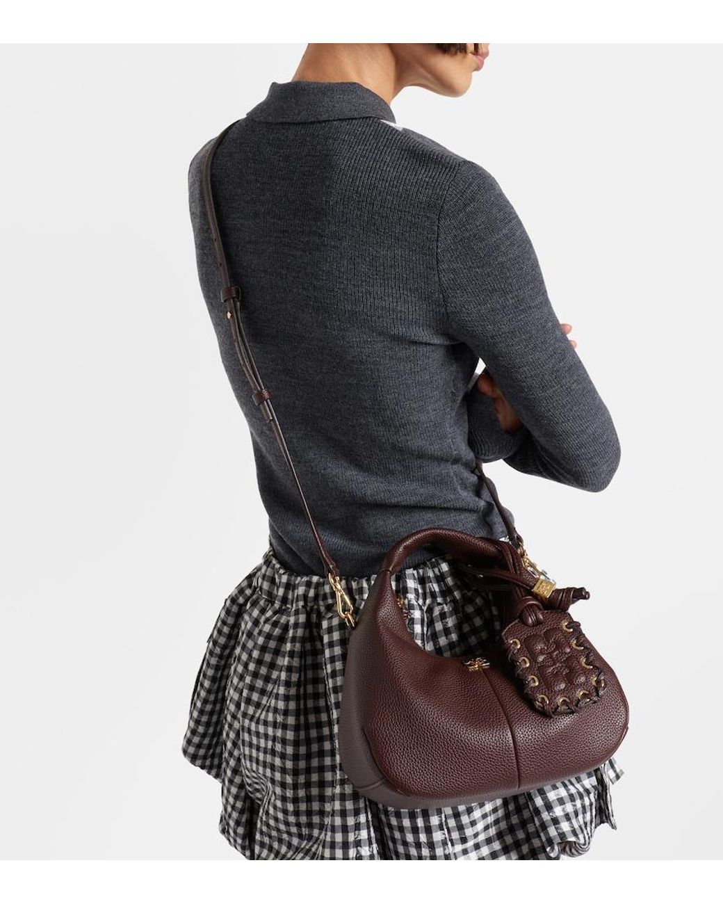 Ganni Brown Mini Tote Bag