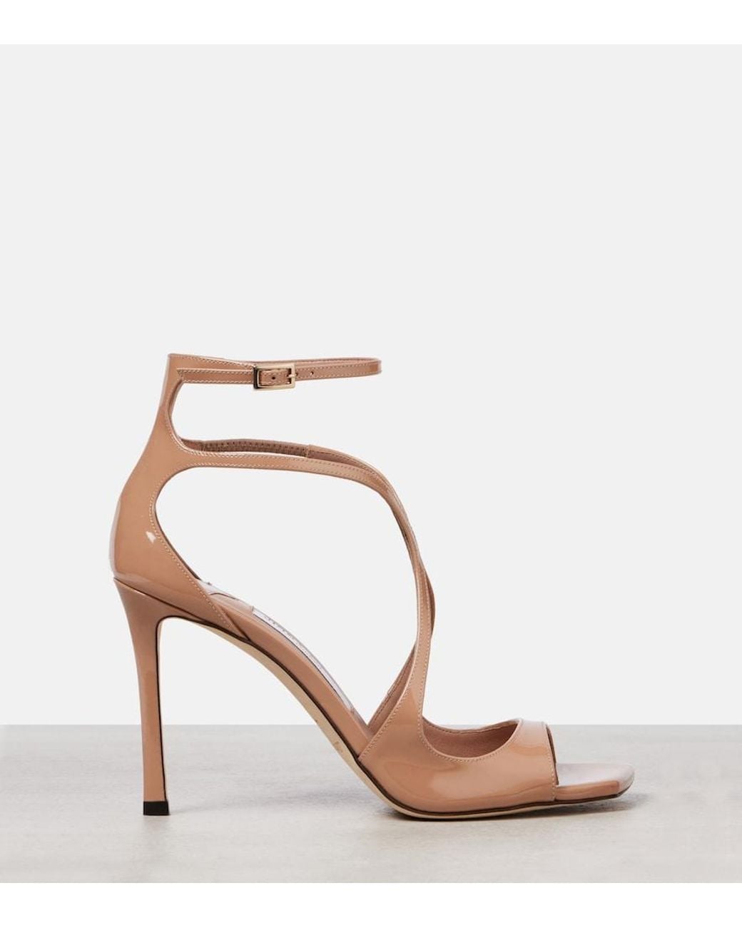 Jimmy Choo Natural Azia 95 Patent Leather Sandals