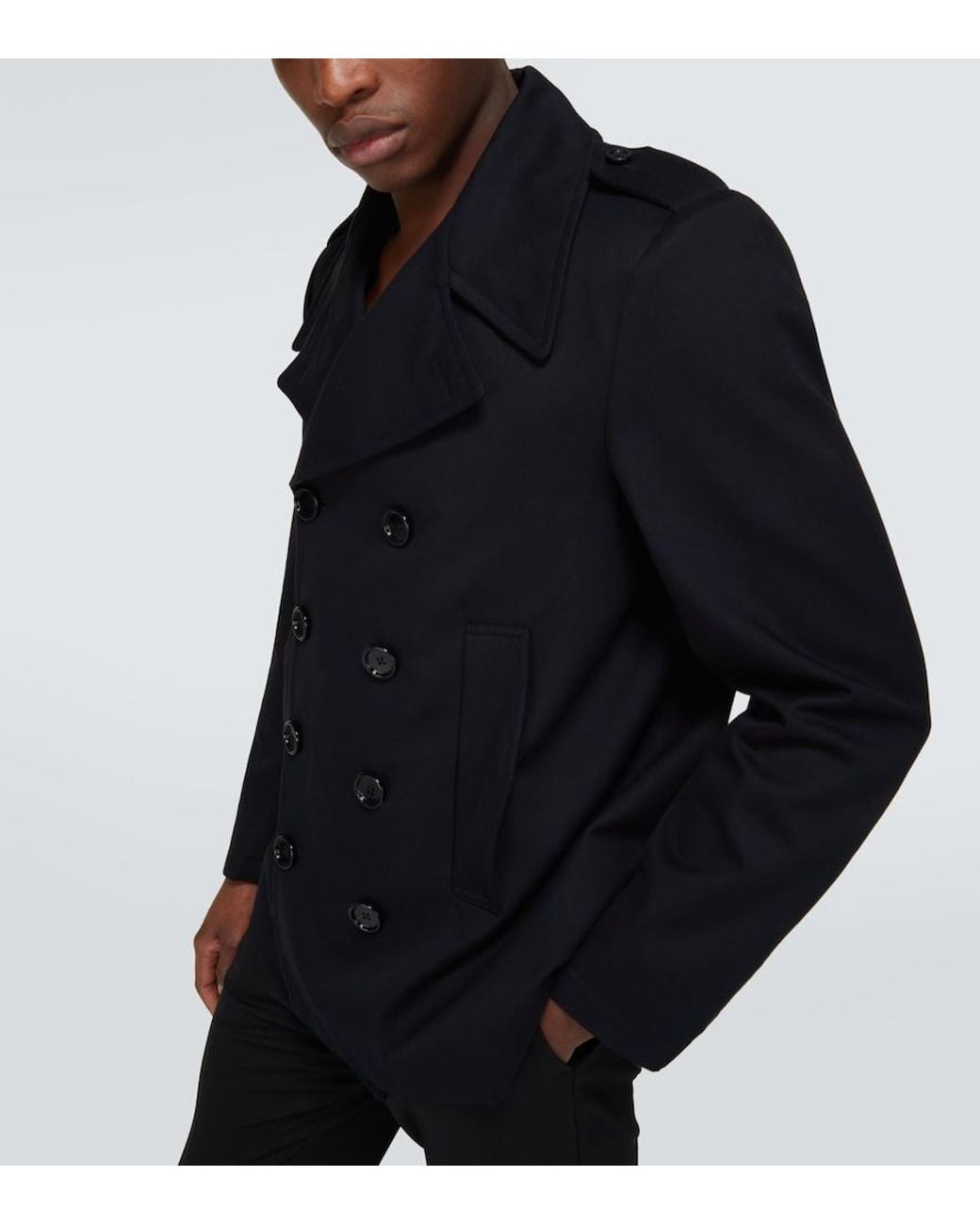 Dolce & Gabbana Blue Cotton Peacoat for men