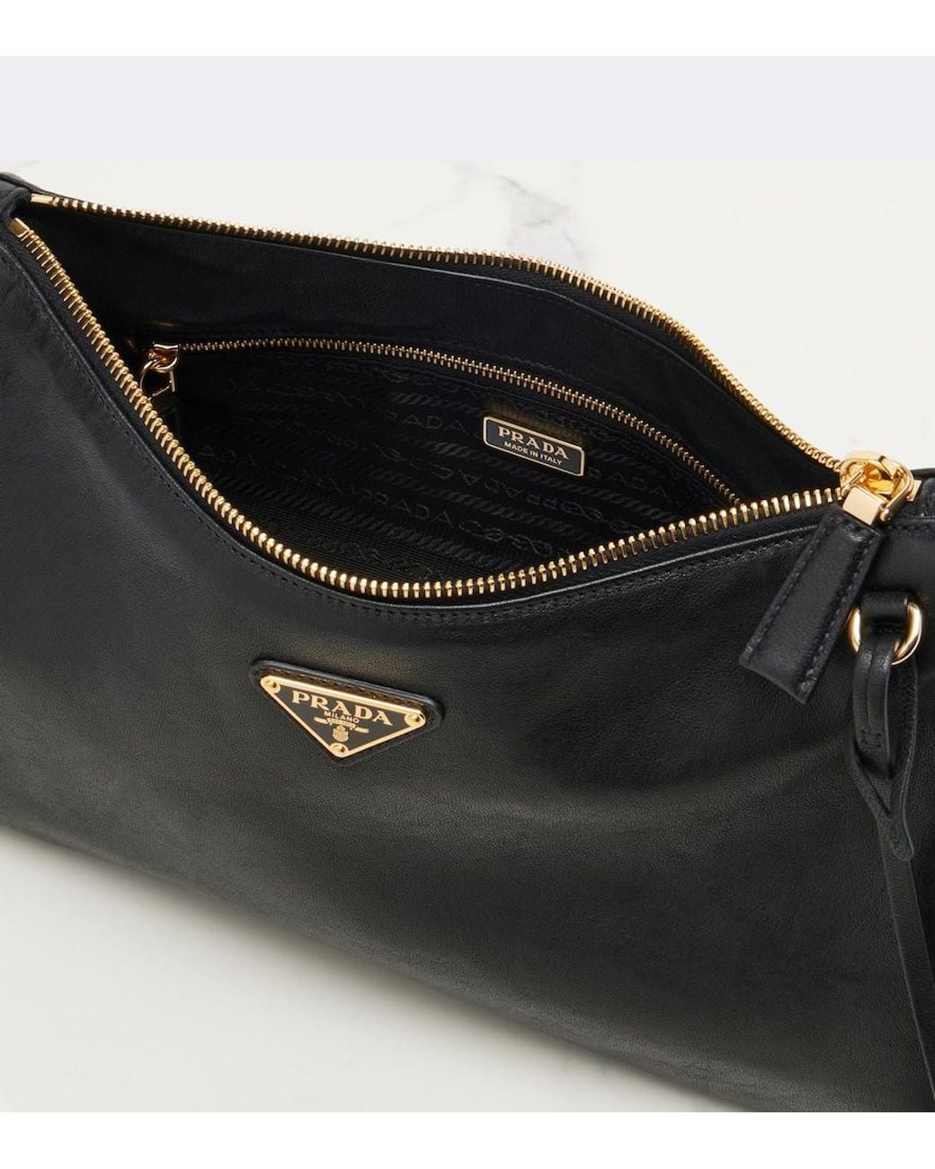 Prada Black Aimee Large Leather Shoulder Bag