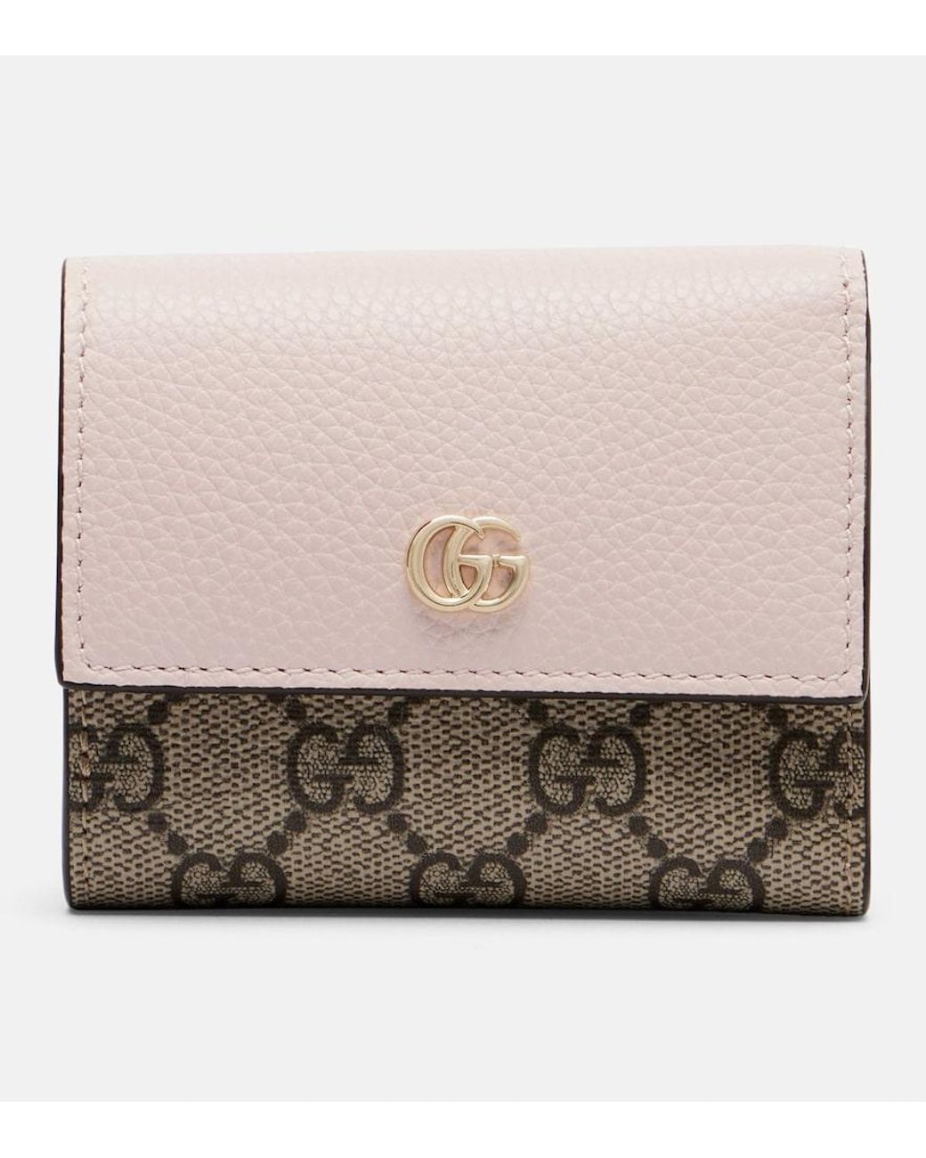 Gucci Natural Gg Marmont Mini Leather-Trimmed Wallet