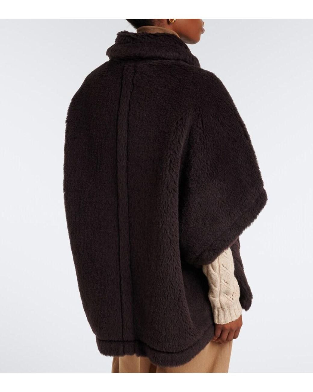 Max Mara Black Alpaca, Wool, And Silk Cape
