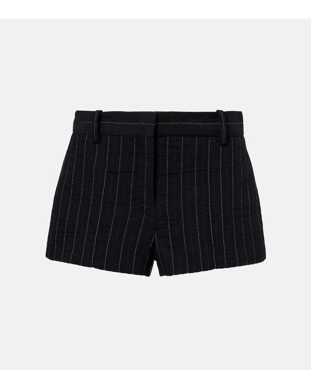 Isabel Marant Black Melody Pinstripe Cotton And Wool Shorts
