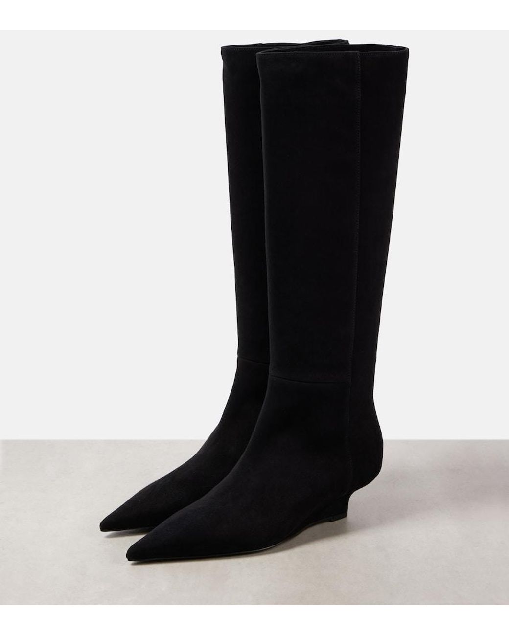 Totême Black Sharp 40 Suede Knee-High Boots