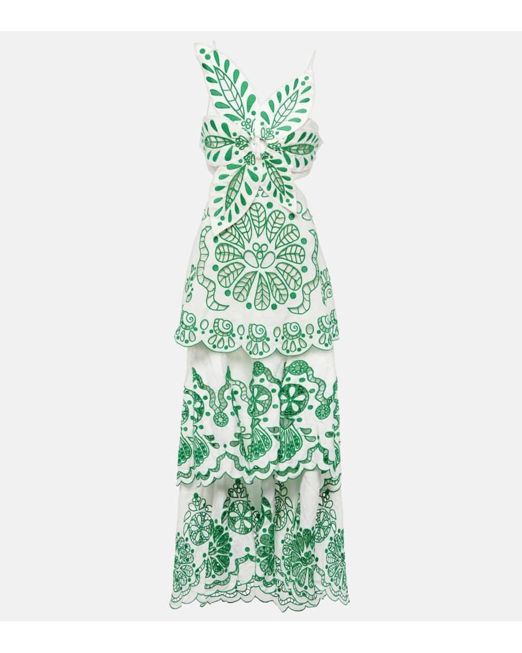 FARM Rio Off- Flower Richelieu Euroflax Premium Linen Midi Dress, Off in  Green | Lyst