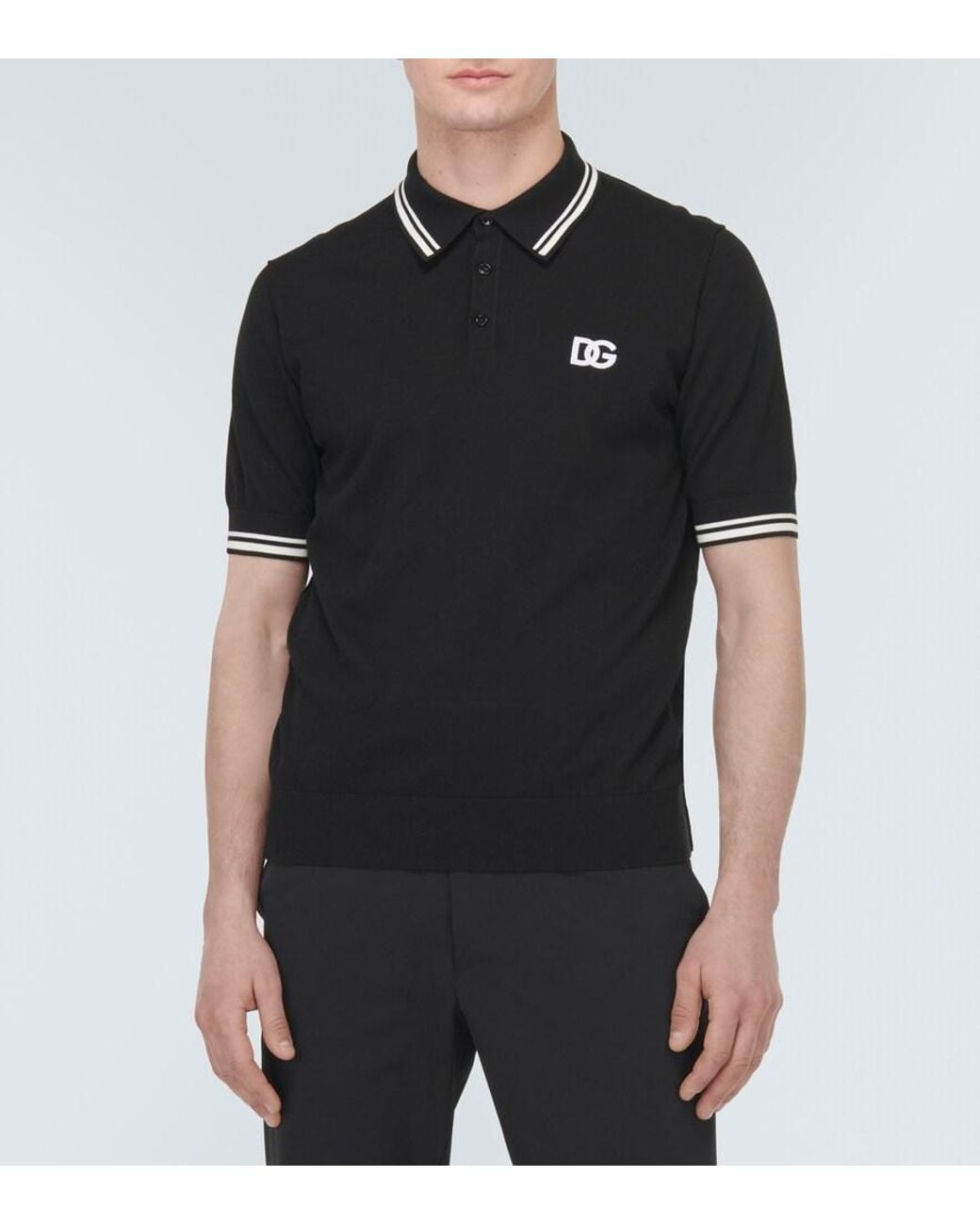 Dolce & Gabbana Black Cotton Polo Shirt for men