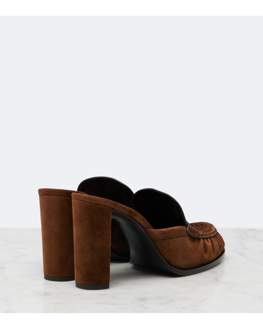 Saint Laurent Brown Le Loafer Cassandre Suede Mules
