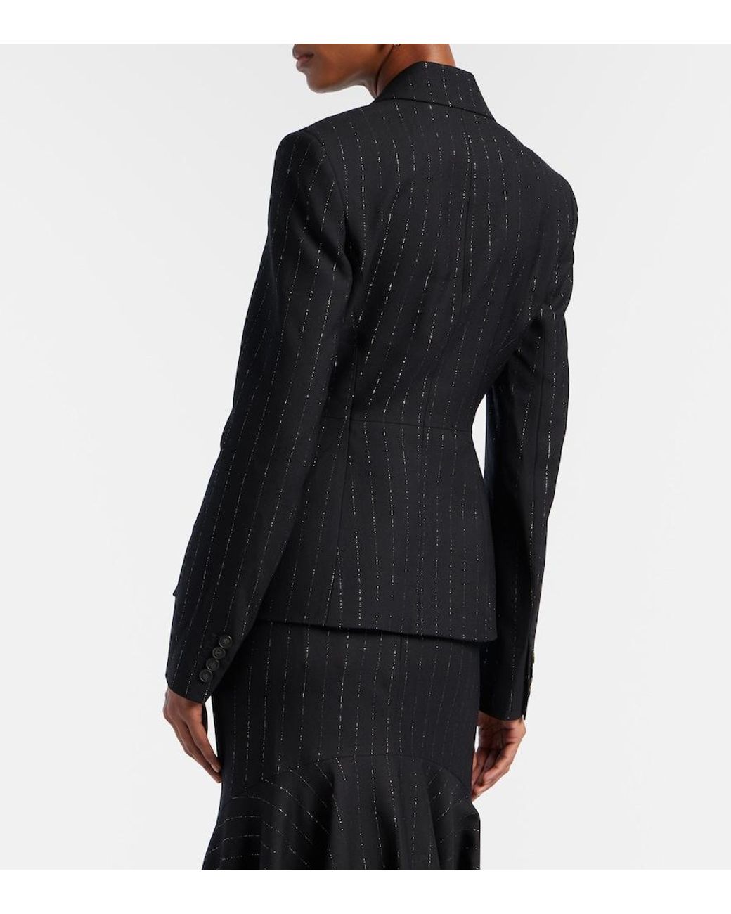 Erdem Black Pinstripe Wool Blazer