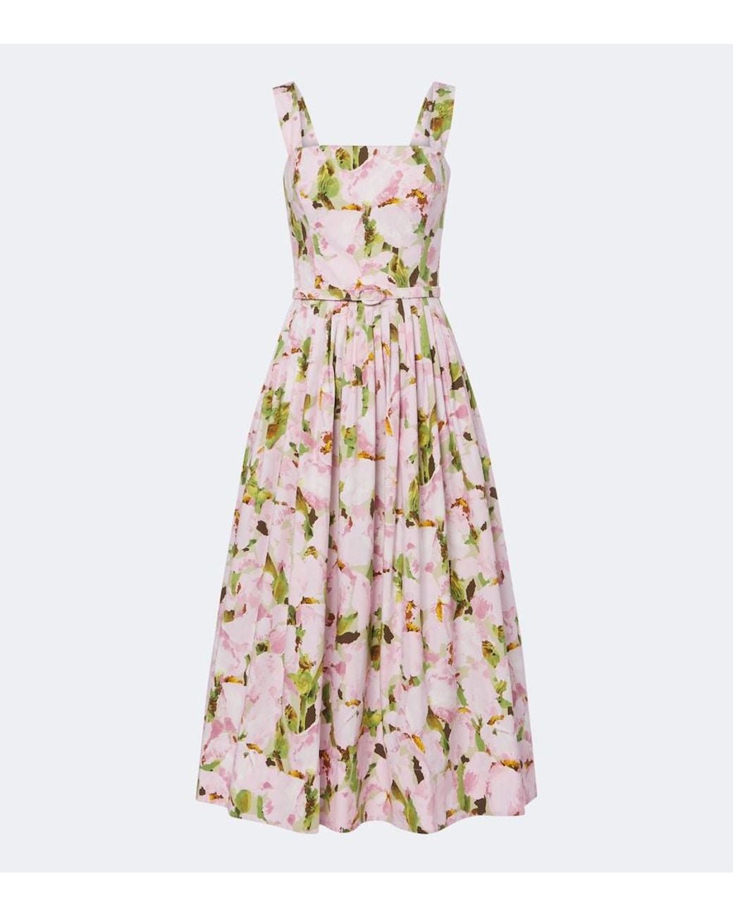 Oscar de la Renta Pink Floral Cotton-Blend Cocktail Dress