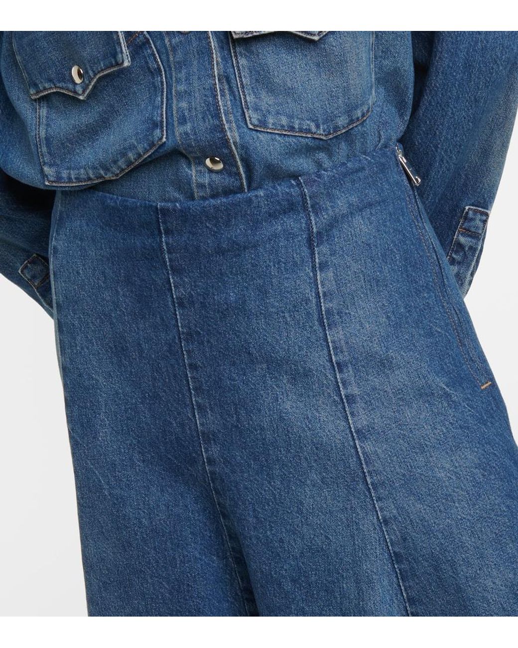 Khaite Blue Lennox Denim Midi Skirt