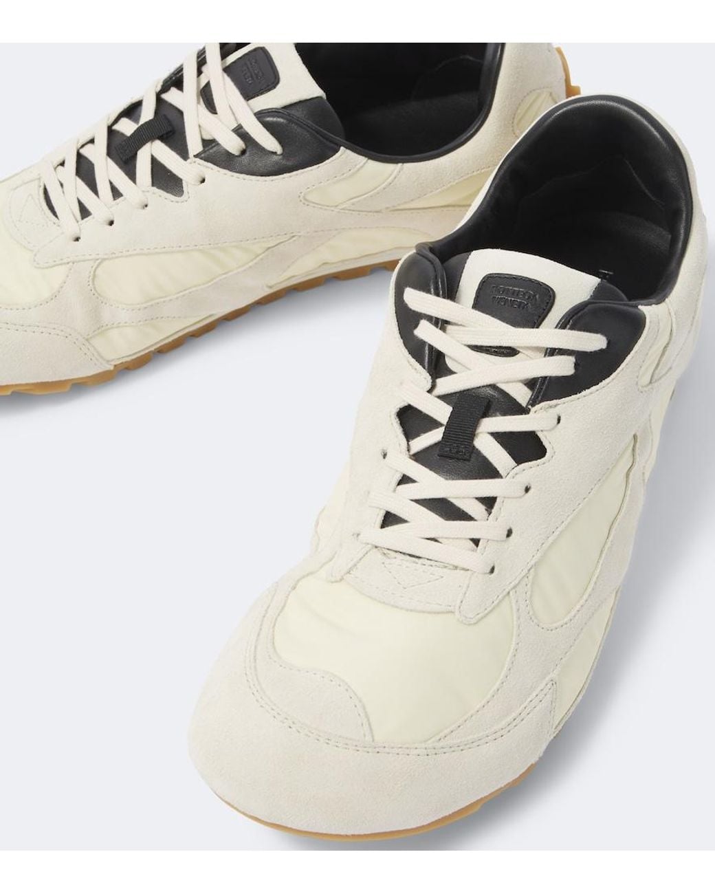 Bottega Veneta White Orbit Flash Suede-Trimmed Sneakers for men