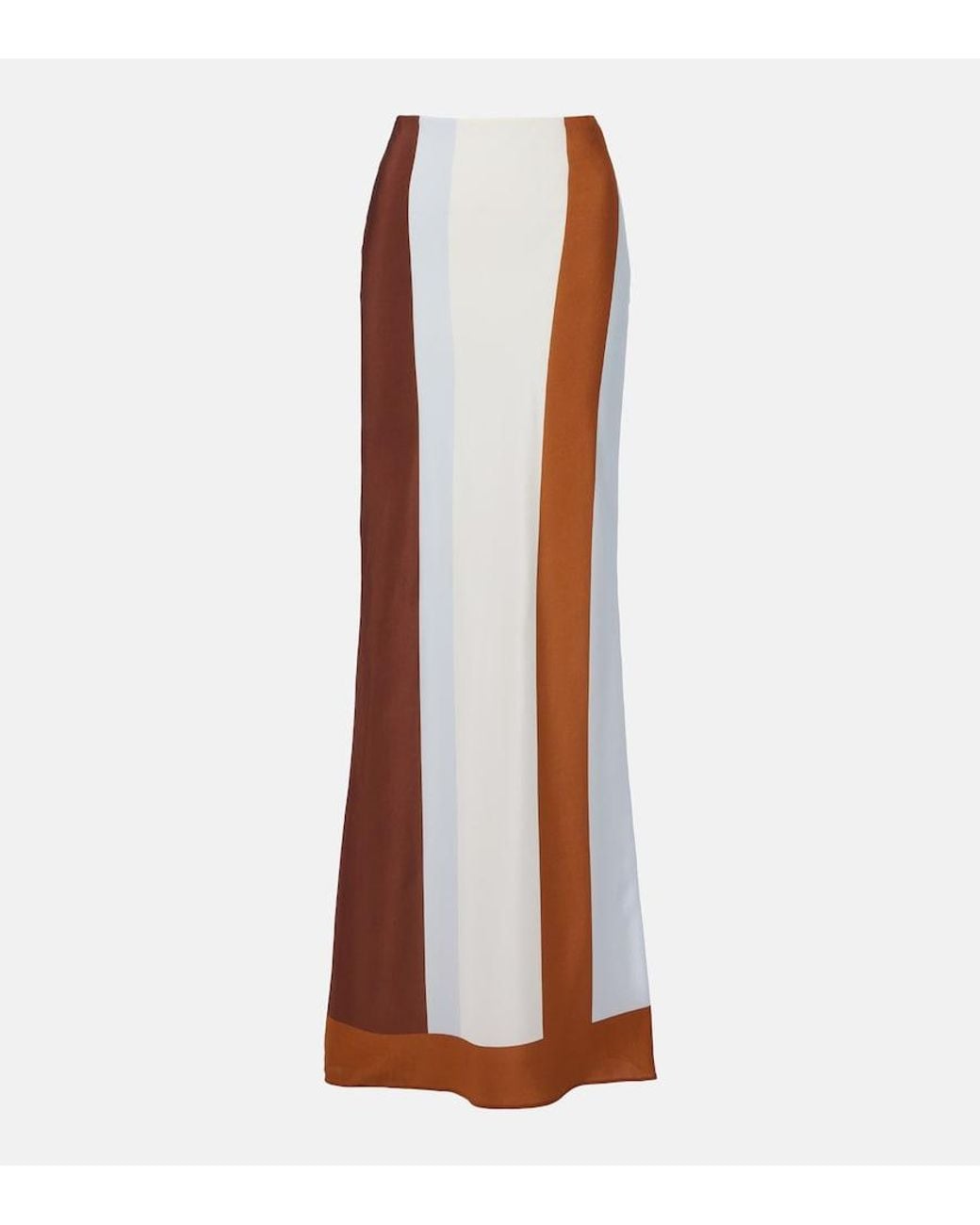 Sir Brown Striped Silk Maxi Skirt