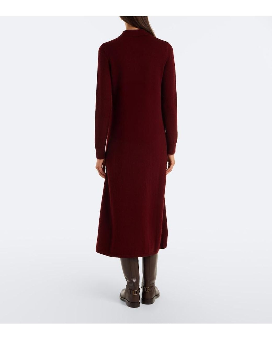 Max Mara Red Wool And Cashmere Polo Dress