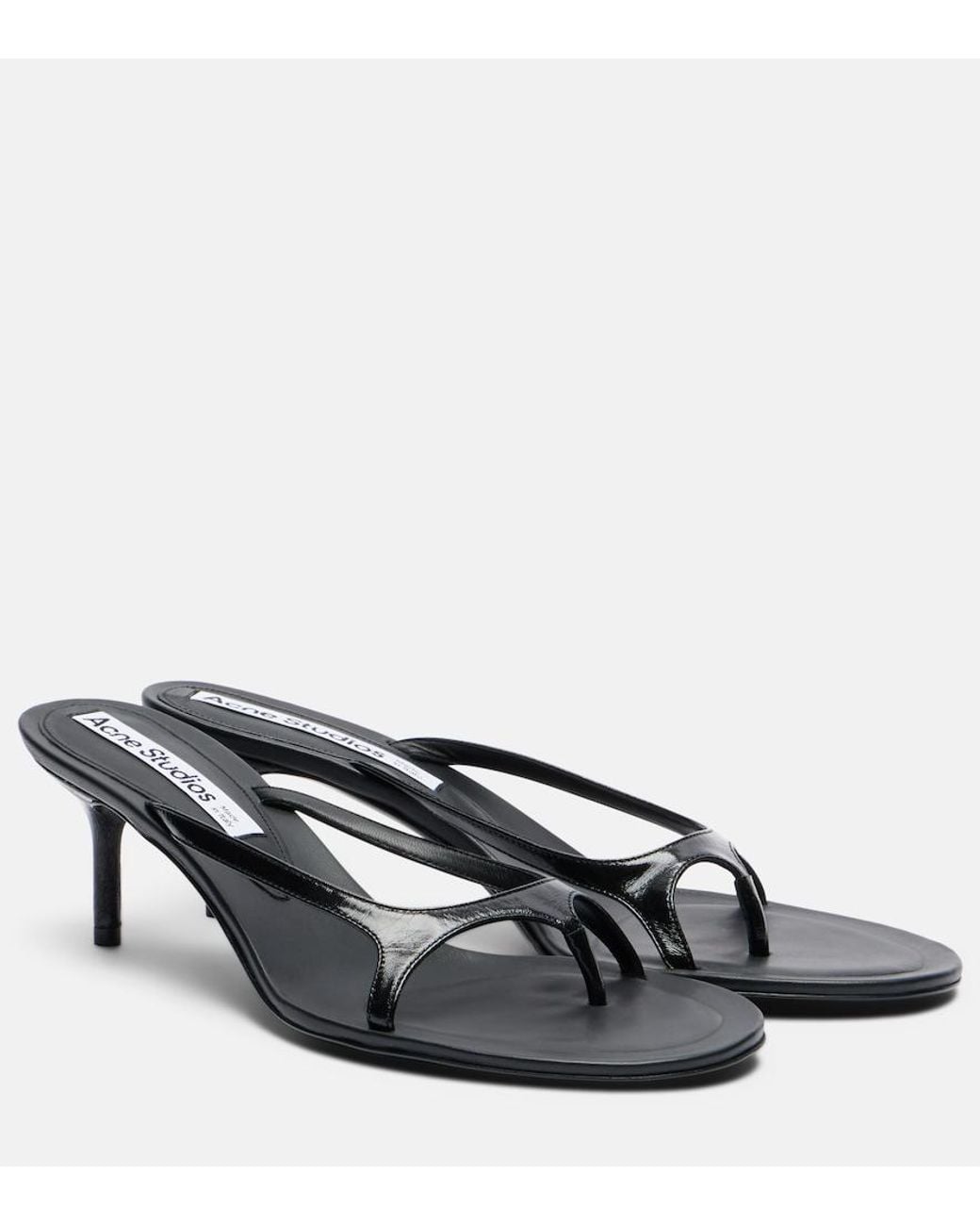 Acne Gray Leather Thong Sandals