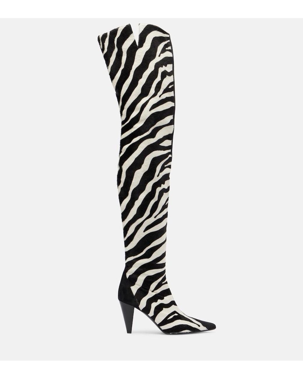 Khaite Black Harvey 85 Calf Hair Over-The-Knee Boots