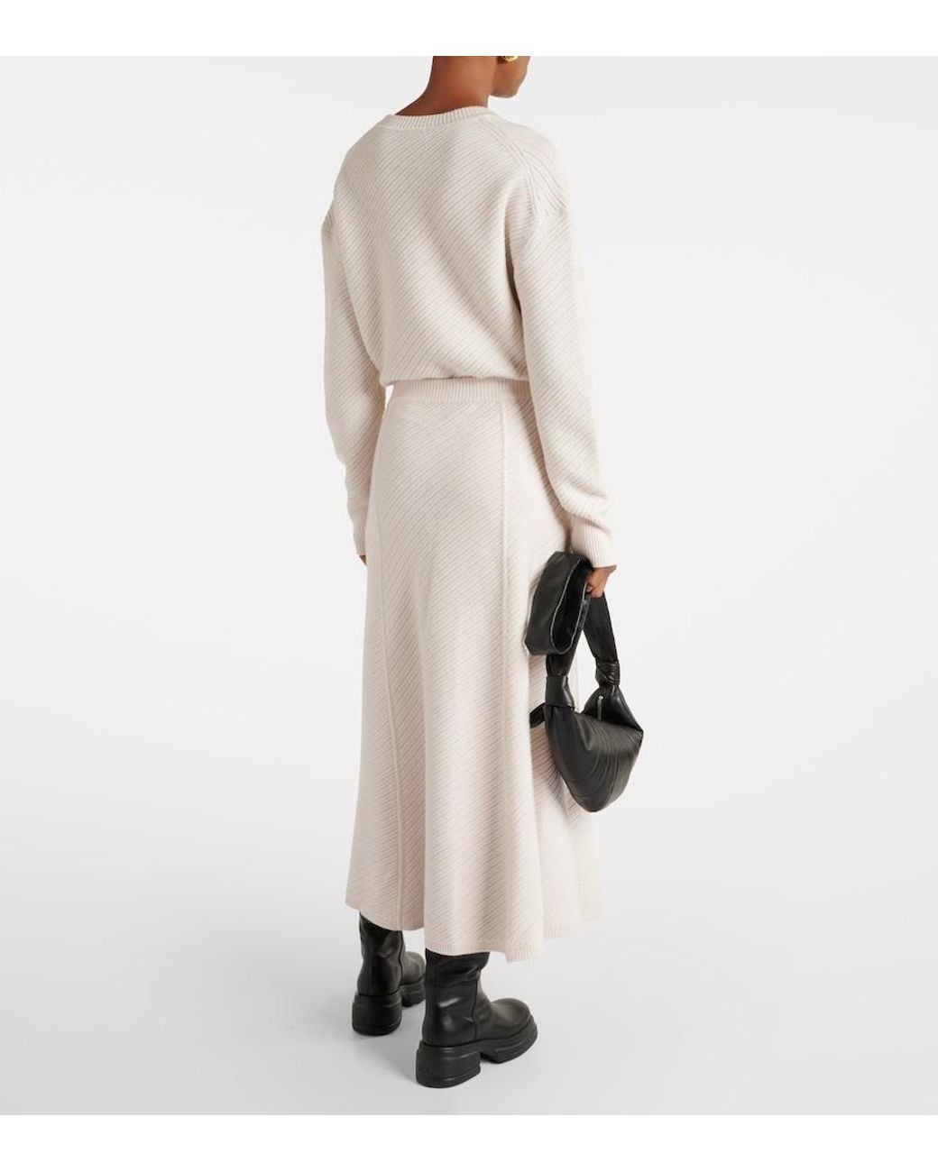 Joseph White Ribbed-Knit Wool-Blend Midi Skirt
