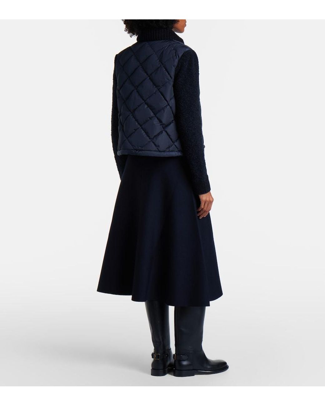 Moncler Black Wool-Blend Midi Skirt