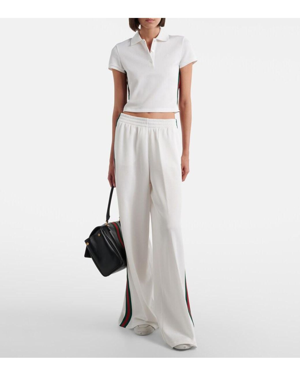 Gucci White Web Stripe Jersey Sweatpants