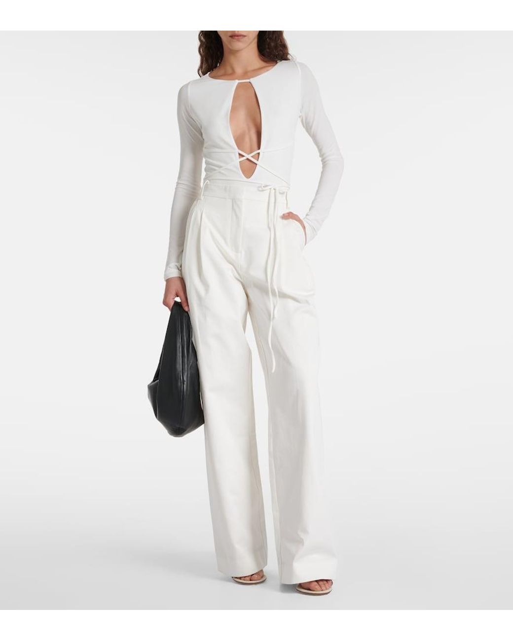 TOVE White Jennifer Cutout Crepe Jersey Bodysuit