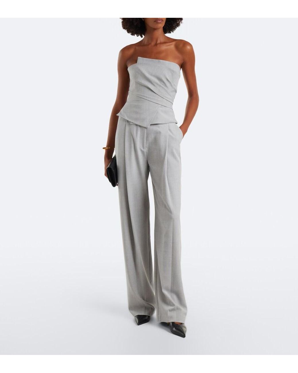 The Sei Gray Crepe Wide-Leg Pants