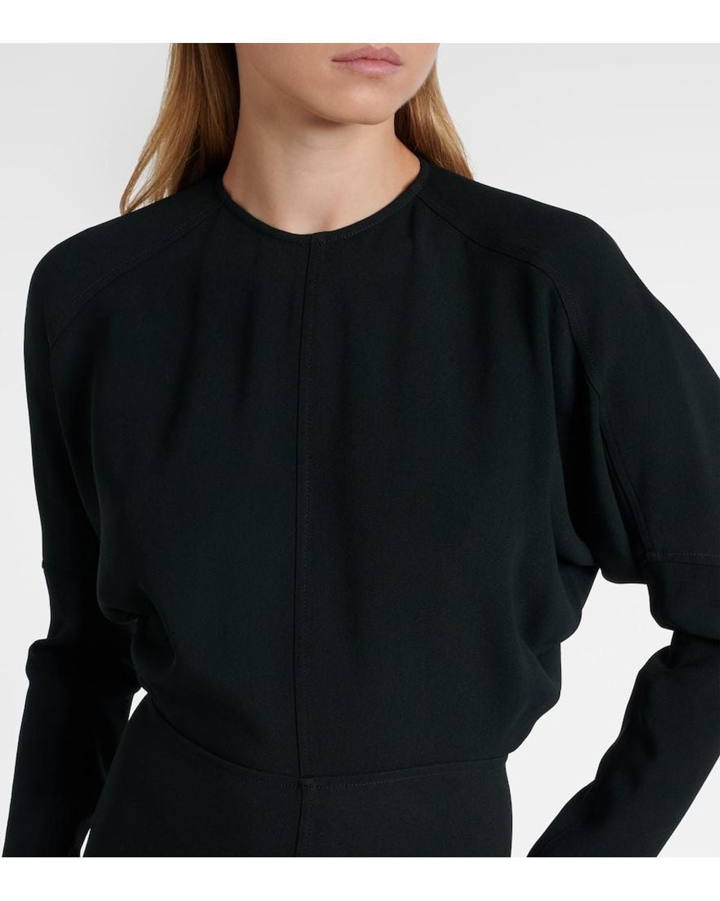 Victoria Beckham Black Cady Midi Dress