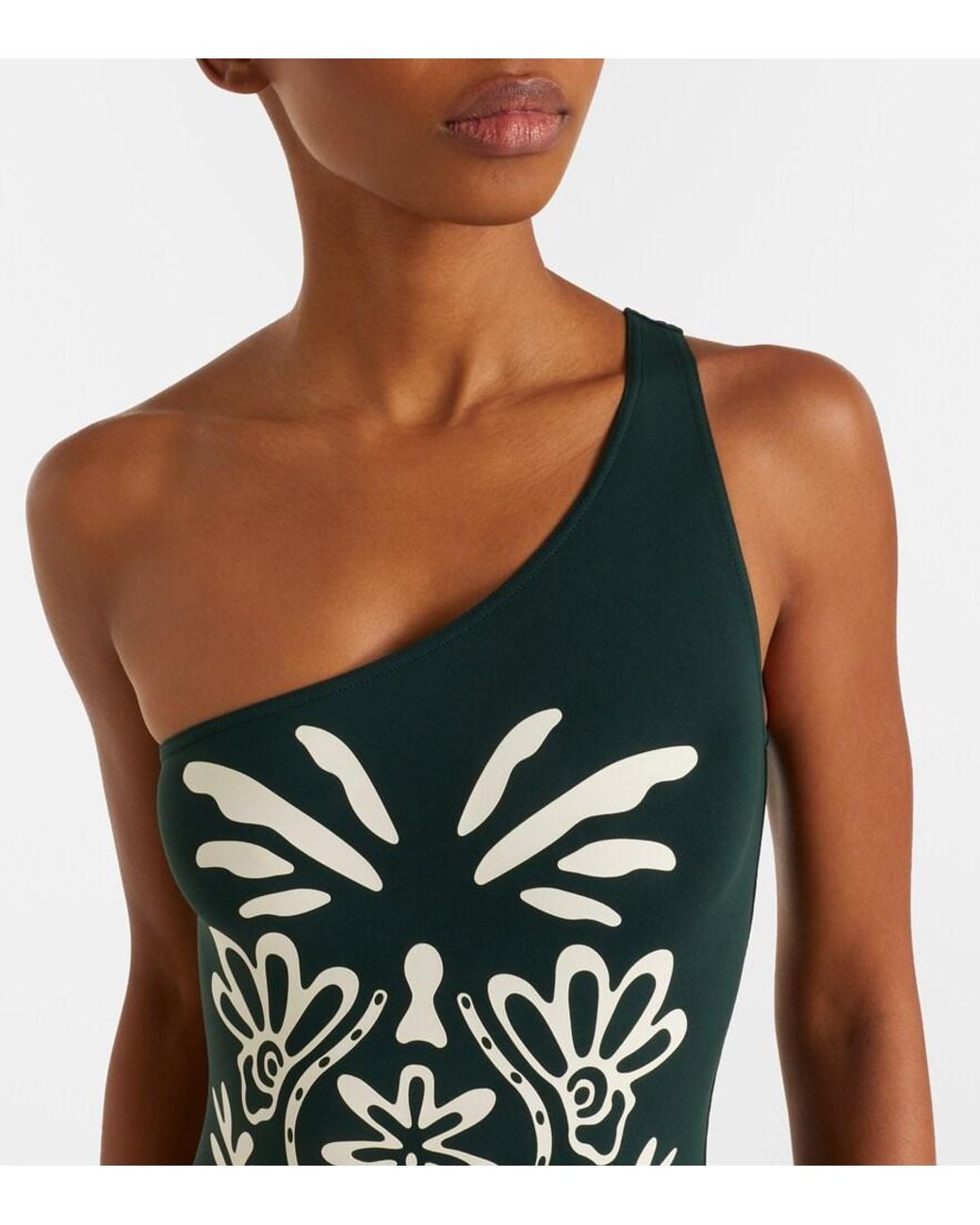 Eres Green Gemme Printed One-Shoulder Swimsuit
