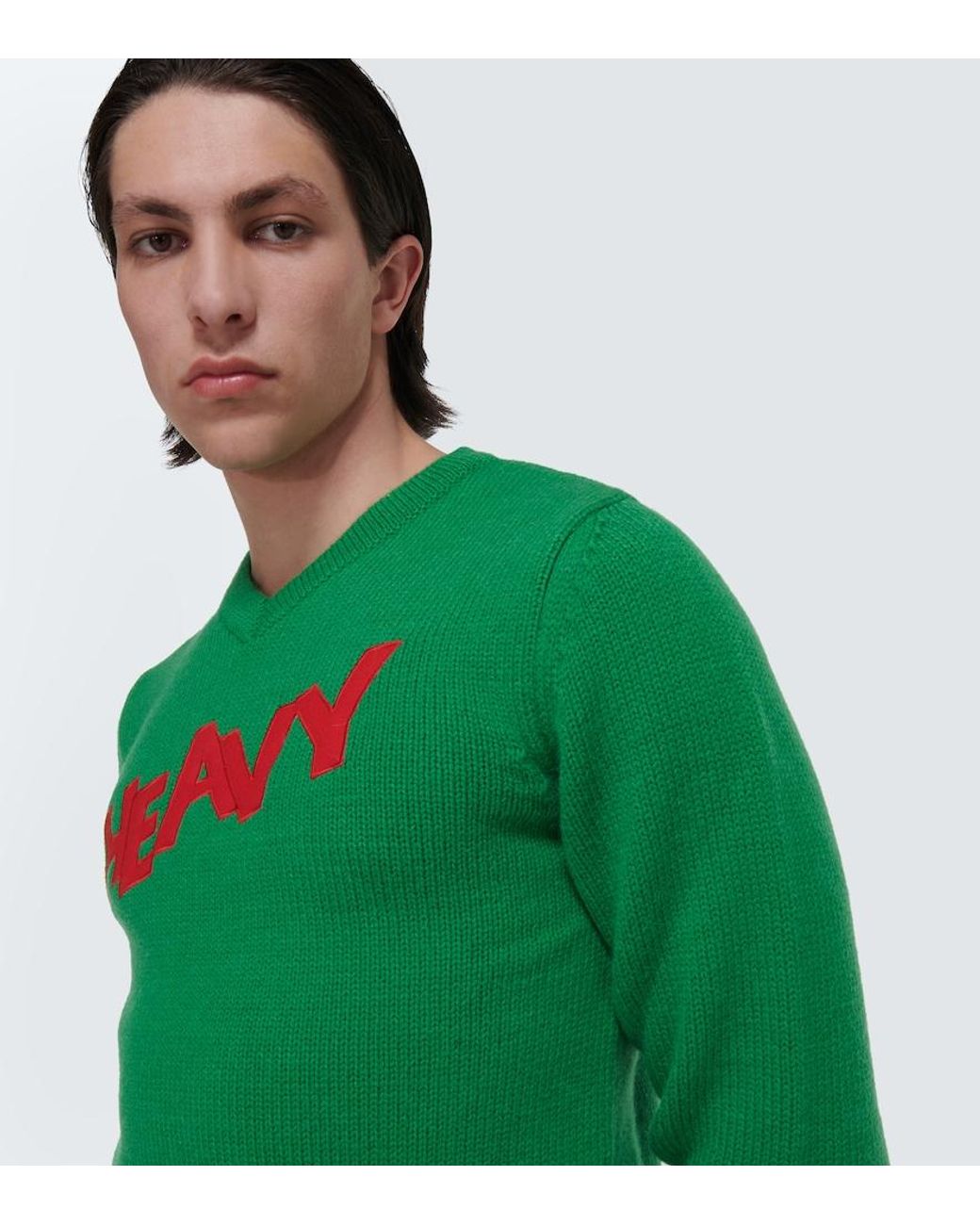 ERL Green Embroidered Wool-Blend Sweater for men