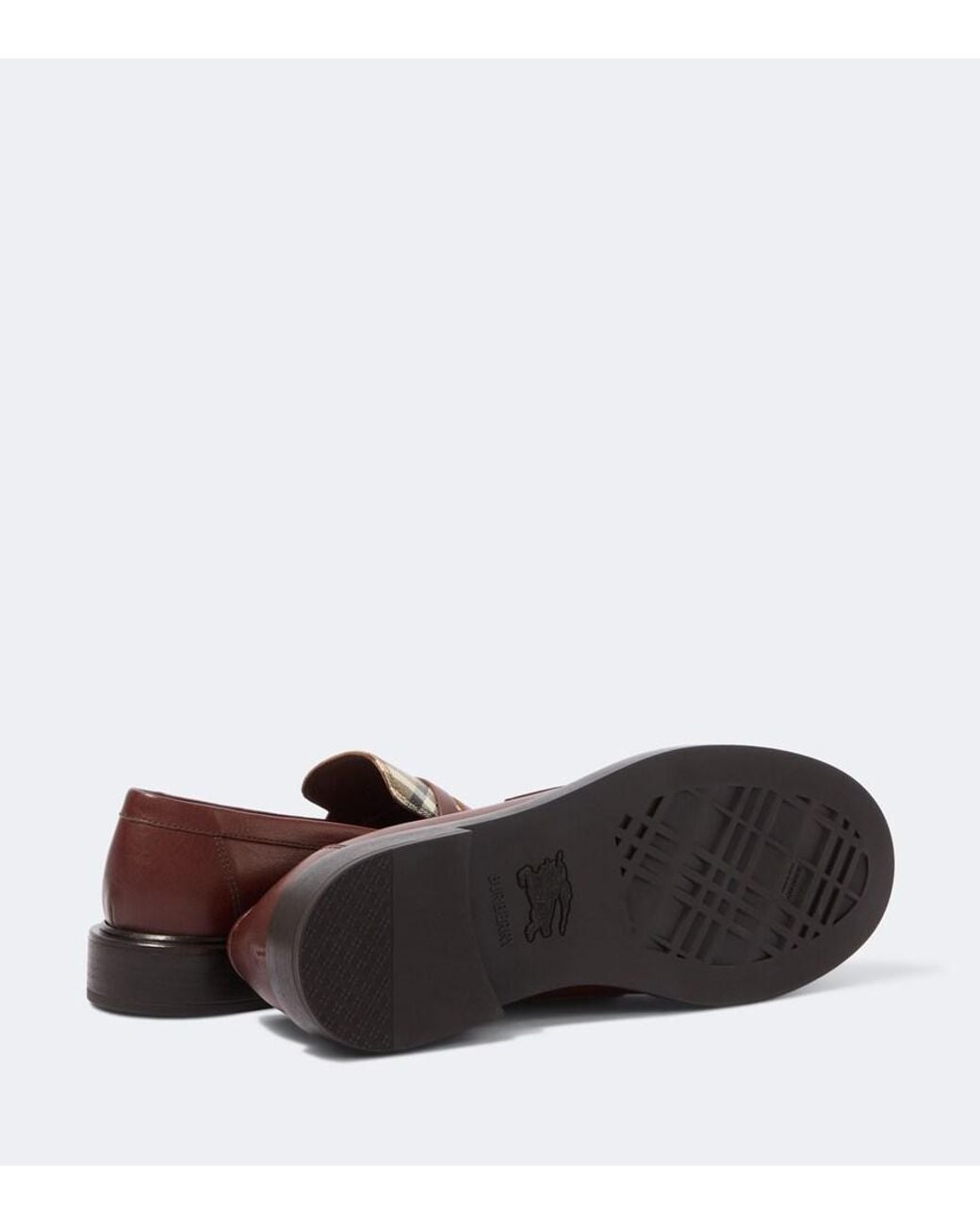 Burberry Brown Check Leather Penny Loafers for men