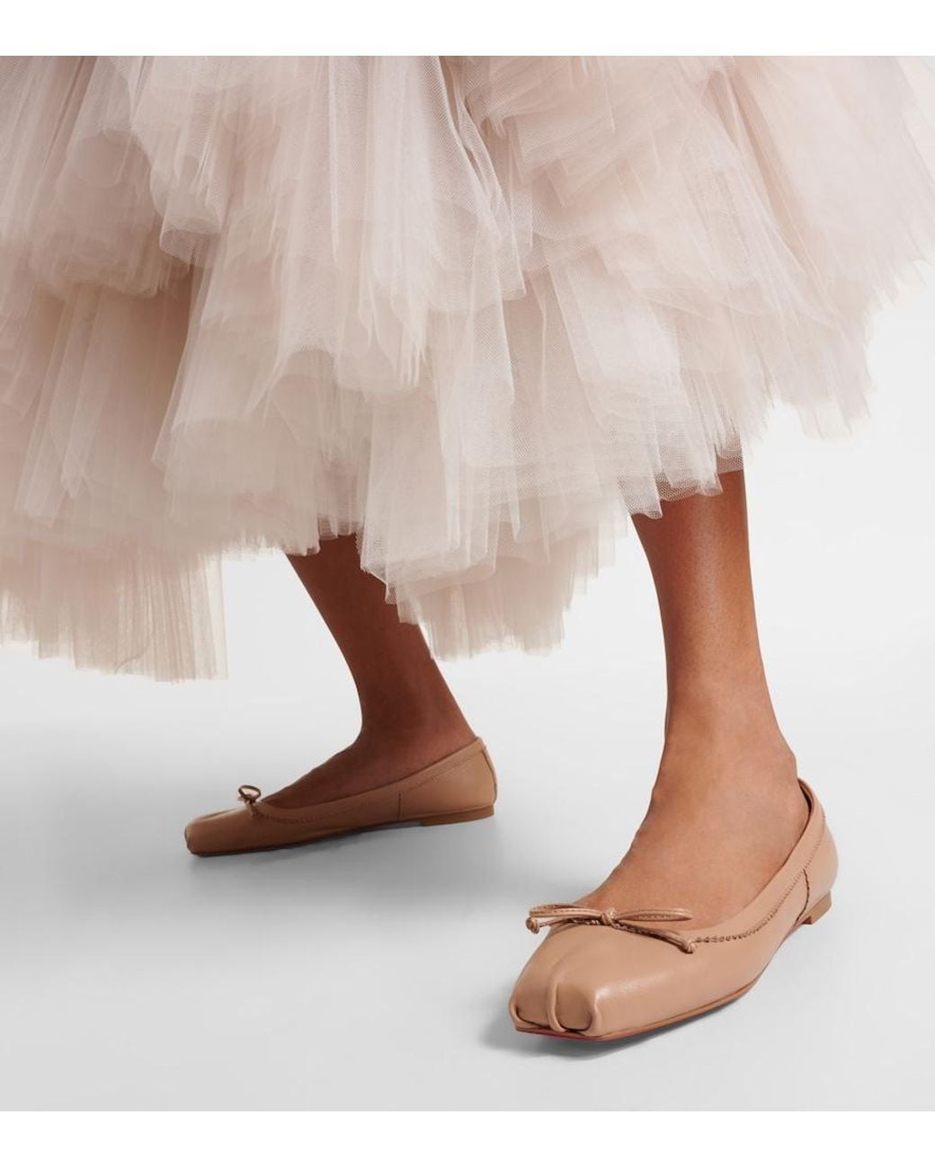 Christian Louboutin Brown Mamadrague Bow-Embellished Leather Flats