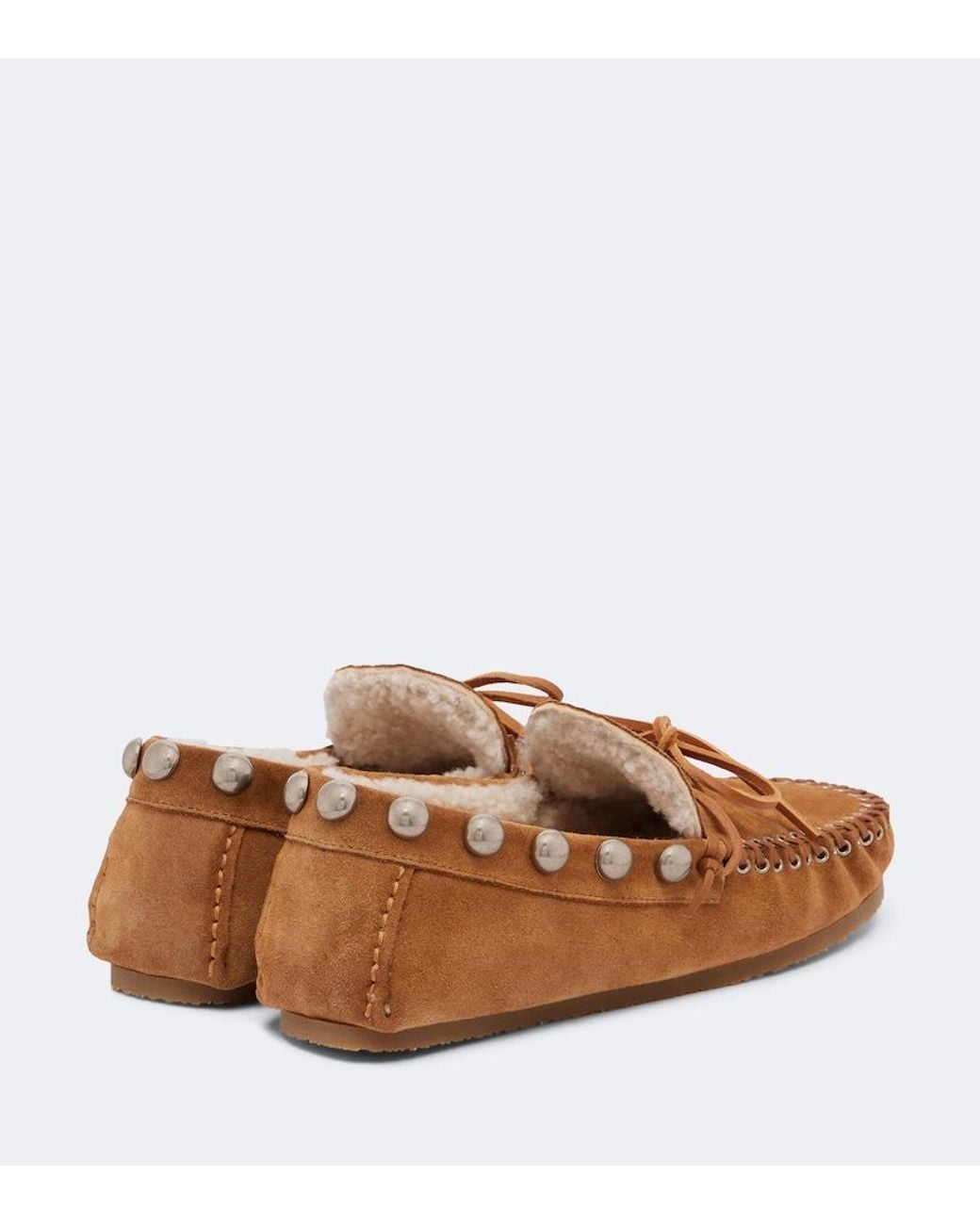 Isabel Marant Brown Fitza Shearling-Lined Suede Loafers