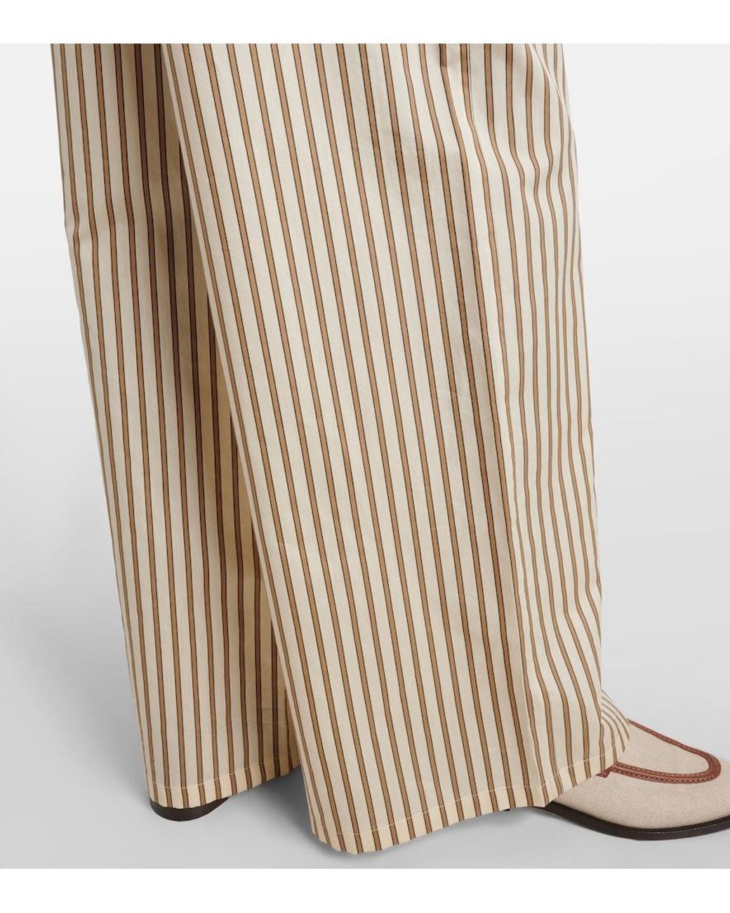 Max Mara Natural Striped Cotton And Silk Wide-Leg Pants