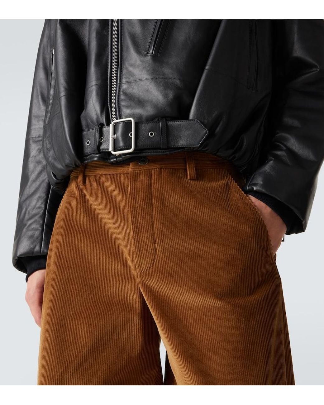 Loewe Black Balloon Leather Biker Jacket for men