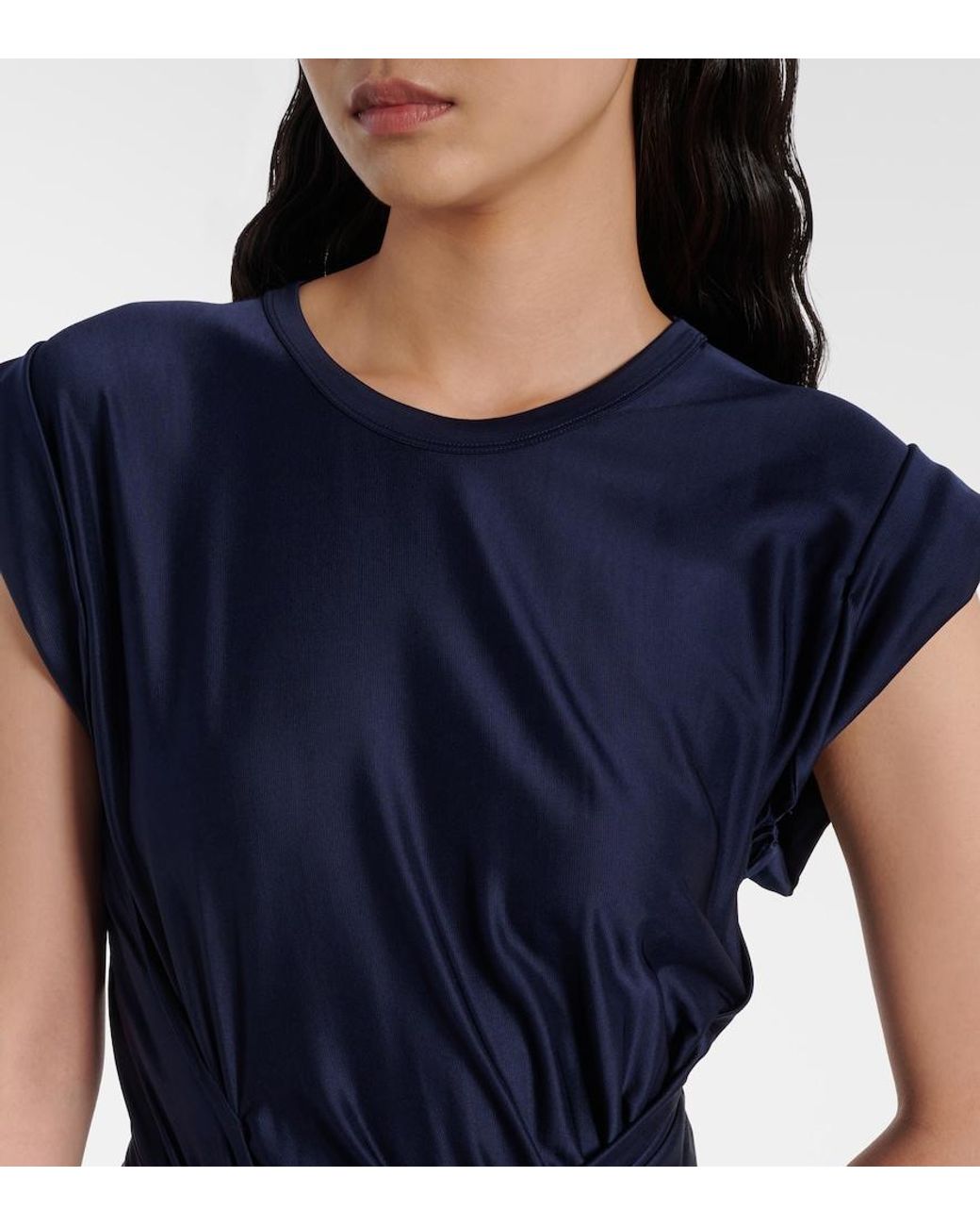 Rabanne Blue Draped Jersey Midi Dress