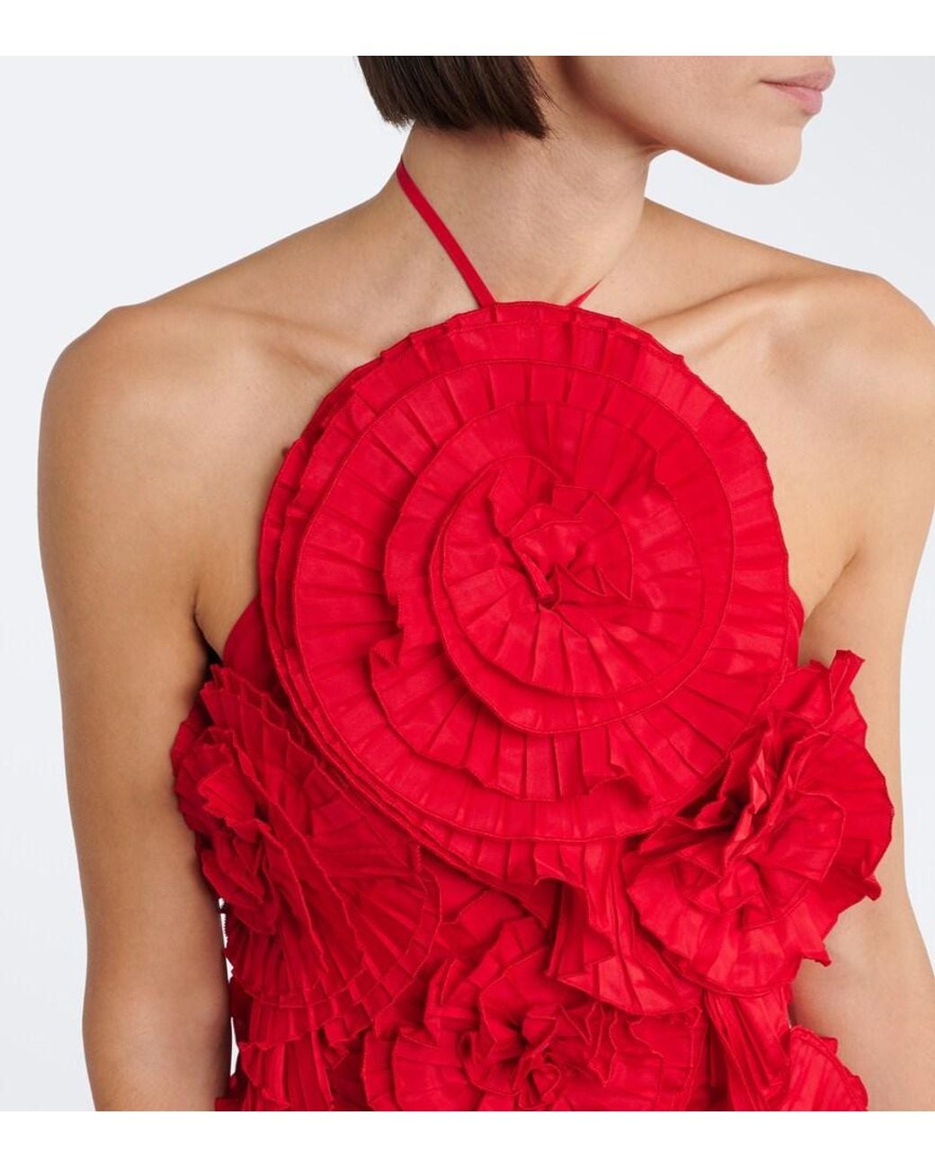 Blumarine Red Floral-Applique Minidress
