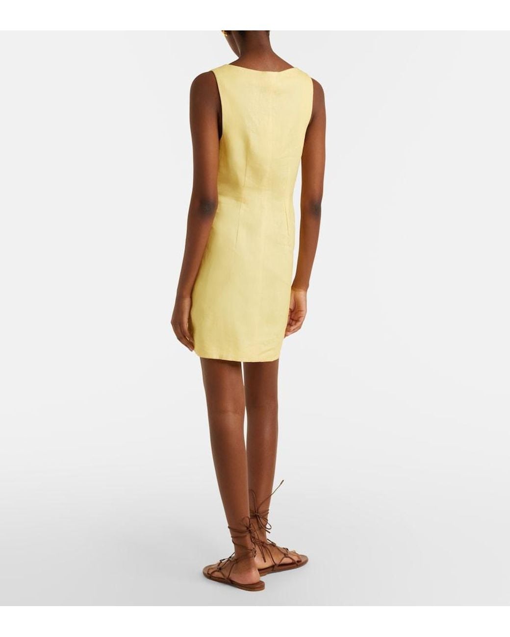 Cala De La Cruz Metallic Rhoda Printed Linen Minidress